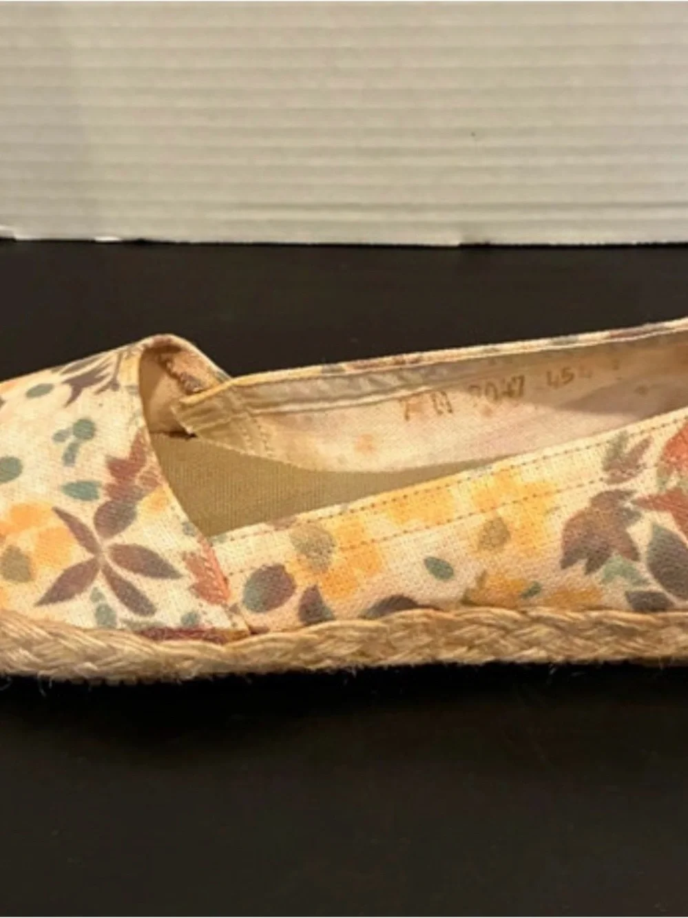 L.L. Bean Peach Floral Canvas Jute Espadrille Flats- 7M